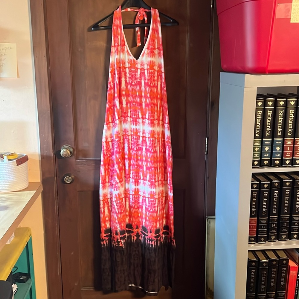 XL JONES NEW YORK SPORT HALTER PINK DRESS TIE DYE STYLE NWT